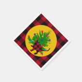 クリスマスキャット、ツリーと赤バッファローは田舎風の大草原 スタンダードカクテルナプキン (角)