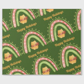 クリスマスキャット&レインボーラッピング紙 ラッピングペーパー (フラット)