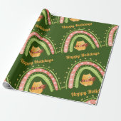 クリスマスキャット&レインボーラッピング紙 ラッピングペーパー (アンロールド)