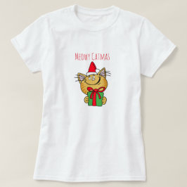クリスマスキャット 女性用ベーシックTシャツ Tシャツ