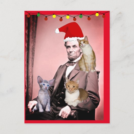 クリスマスキャットABRAHAM LINCOLN CATSはがき ポストカード (正面)