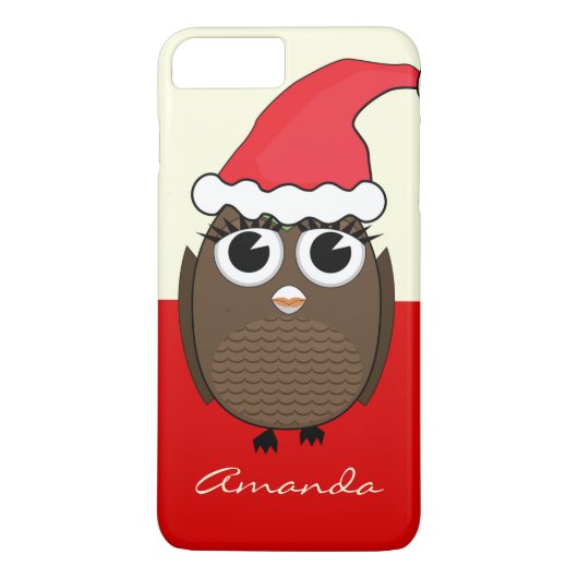 クリスマスキャップ付きかわいいフクロウ – 赤 Case-Mate iPhoneケース (裏面)