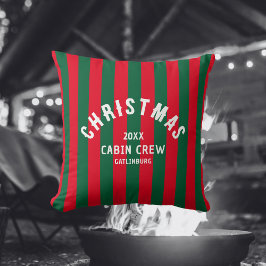 クリスマスキャビンカスタムクルーREDグリーンストライプ クッション