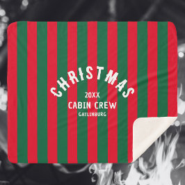 クリスマスキャビンカスタムクルーREDグリーンストライプ シェルパブランケット