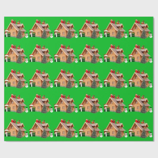 クリスマスキャビングリーンラッピング紙 ラッピングペーパー (フラット)