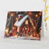 クリスマスキャビンホリデーグリーティングカード カード (黄色い花)