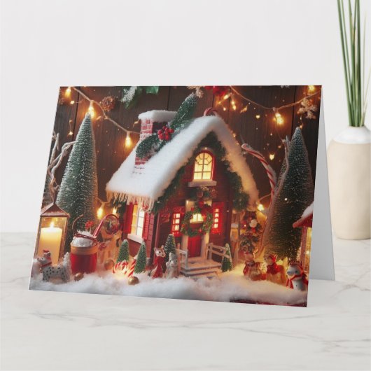 クリスマスキャビンホリデーグリーティングカード カード (正面)