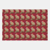 クリスマスキャピバラ包まれたファミリー ラッピングペーパーシート (正面2)