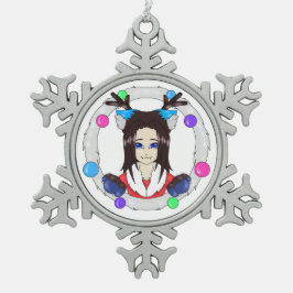 クリスマスキャベリー スノーフレークピューターオーナメント