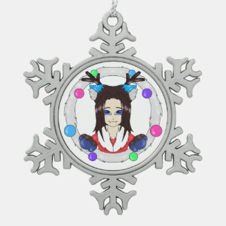 クリスマスキャベリー スノーフレークピューターオーナメント