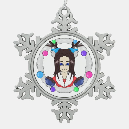 クリスマスキャベリー スノーフレークピューターオーナメント (正面)