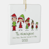 クリスマスキャラクターかわいいパーソナライズされた家族 セラミックオーナメント (右)