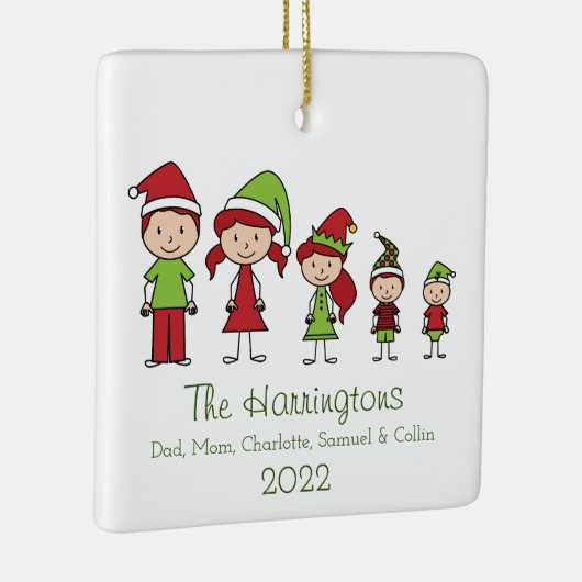 クリスマスキャラクターかわいいパーソナライズされた家族 セラミックオーナメント (右)