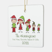 クリスマスキャラクターかわいいパーソナライズされた家族 セラミックオーナメント (左)