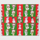 クリスマスキャラクターの繰り返しパターン ラッピングペーパー (フラット)