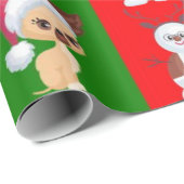 クリスマスキャラクターの繰り返しパターン ラッピングペーパー (ロールコーナー)