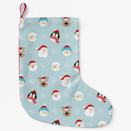 クリスマスキャラクターの頭 スモールクリスマスストッキング (正面)
