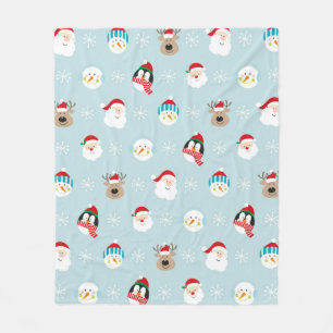 クリスマスキャラクターの頭 フリースブランケット