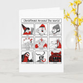 クリスマスキャラクターズアラウンドザワールドイラストレーション カード (黄色い花)