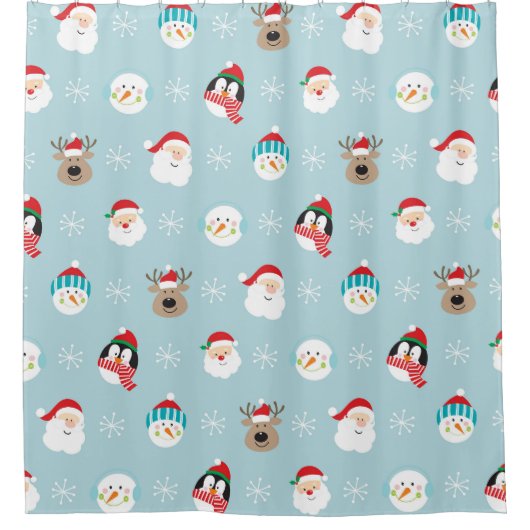 クリスマスキャラクターヘッド:フェスティバルラップ シャワーカーテン (正面)