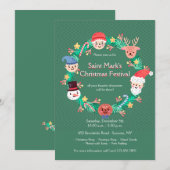 クリスマスキャラクターリース招待状 招待状 (正面/裏面)