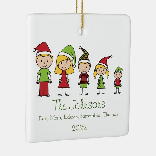 クリスマスキャラクター家族かわいいパーソナライズされた セラミックオーナメント (右)