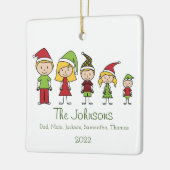 クリスマスキャラクター家族かわいいパーソナライズされた セラミックオーナメント (左)