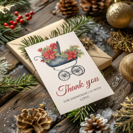 クリスマスキャリッジベビーシャワーありがとう サンキューカード