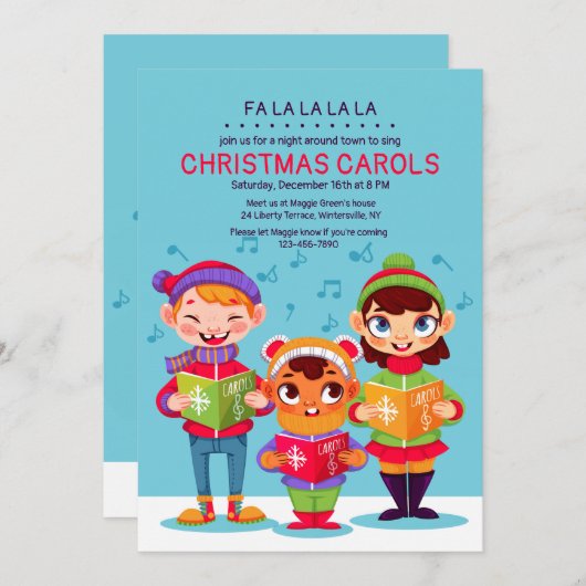 クリスマスキャロラーズ招待状 招待状 (正面/裏面)