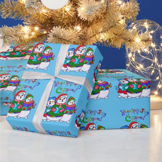 クリスマスキャロリングスノーピープルラッピング紙 ラッピングペーパー (クリスマス)
