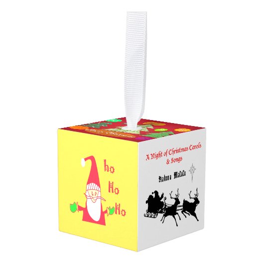 クリスマスキャロルと歌の夜ハクナマタタ キューブオーナメント (正面アングル)