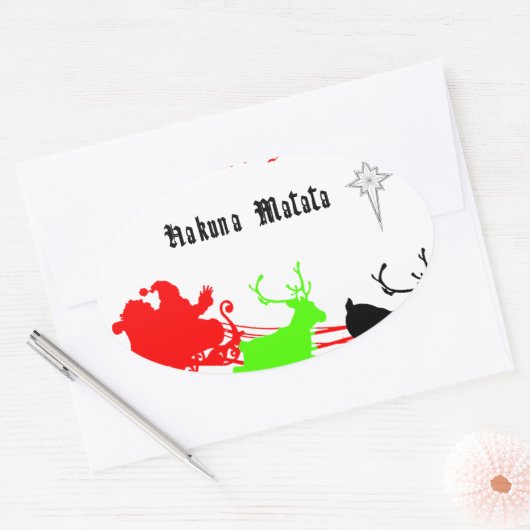 クリスマスキャロルと歌の夜ハクナマタタ 楕円形シール (封筒)