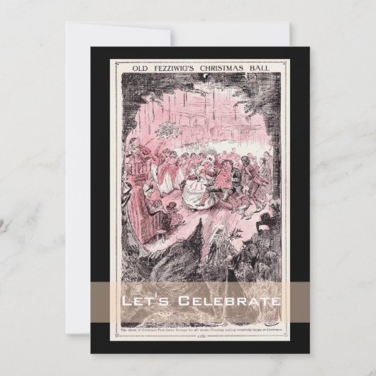 クリスマスキャロルのヴィンテージの休日のクリスマス・パーティ 招待状 (正面)