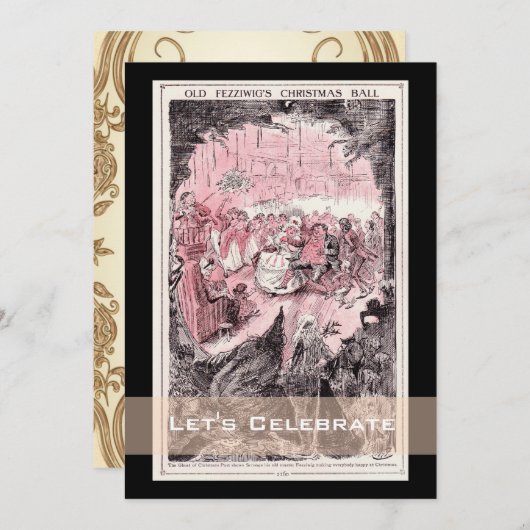 クリスマスキャロルのヴィンテージの休日のクリスマス・パーティ 招待状 (正面/裏面)