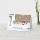 クリスマスキャロルの漫画のブタの挨拶状 シーズンカード (正面)