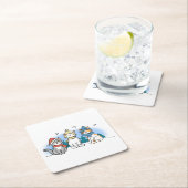 クリスマスキャロルを歌う漫画の猫 スクエアペーパーコースター (インサイチュ)