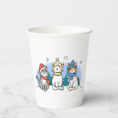 クリスマスキャロルを歌う漫画の猫 紙コップ (裏面)