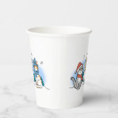 クリスマスキャロルを歌う漫画の猫 紙コップ (右)