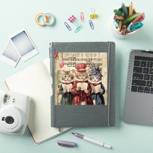 クリスマスキャロルを歌う猫 シール (iPadカバー)