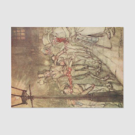 クリスマスキャロルボブCratchitはスライドをたどって行きました 薄葉紙 (正面)