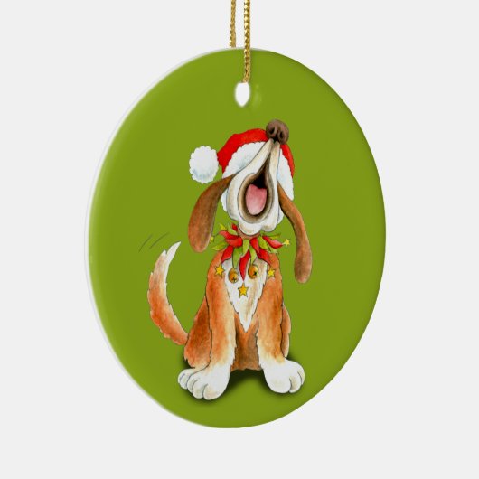 クリスマスキャロル歌唱犬の贈り物 セラミックオーナメント (右)