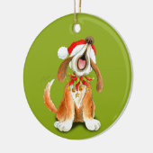 クリスマスキャロル歌唱犬の贈り物 セラミックオーナメント (左)