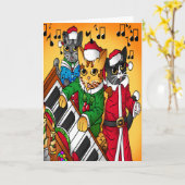 クリスマスキャロル猫 カード (黄色い花)