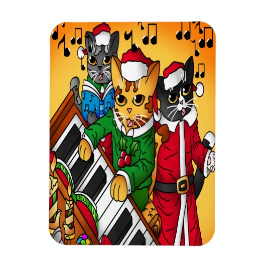 クリスマスキャロル猫 マグネット (縦)