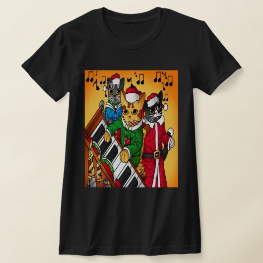 クリスマスキャロル猫 Tシャツ (レイダウン)