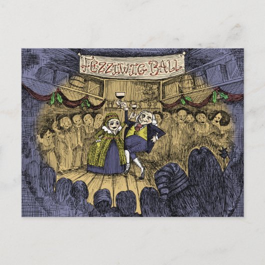 クリスマスキャロル:フェッジウィッグボールホリデーカード シーズンポストカード (正面)