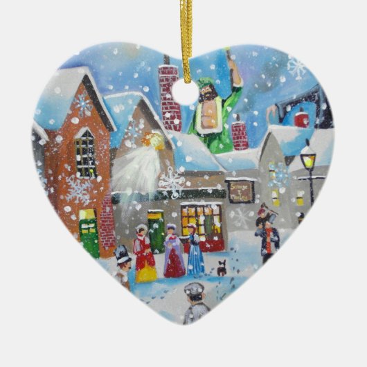 クリスマスキャロルScroogeおよび3人の幽霊 セラミックオーナメント (正面)