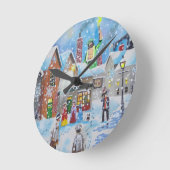 クリスマスキャロルScroogeおよび3人の幽霊 ラウンド壁時計 (傾斜)