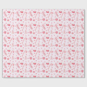 クリスマスキャンディとホットチョコレートピンク ラッピングペーパー (フラット)