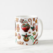 クリスマスキャンディと甘いお菓子クリップアート コーヒーマグカップ (正面右)